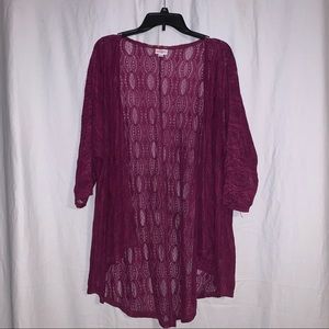 LuLaRoe Lace Purple Cardigan